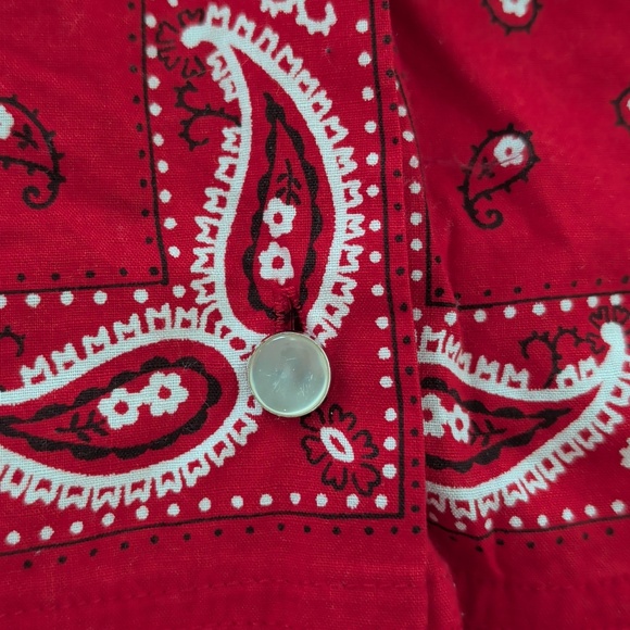 Laundry True Red Bandana Print Full Circle Midi Skirt Pearl Buttons S Western - Picture 9 of 10